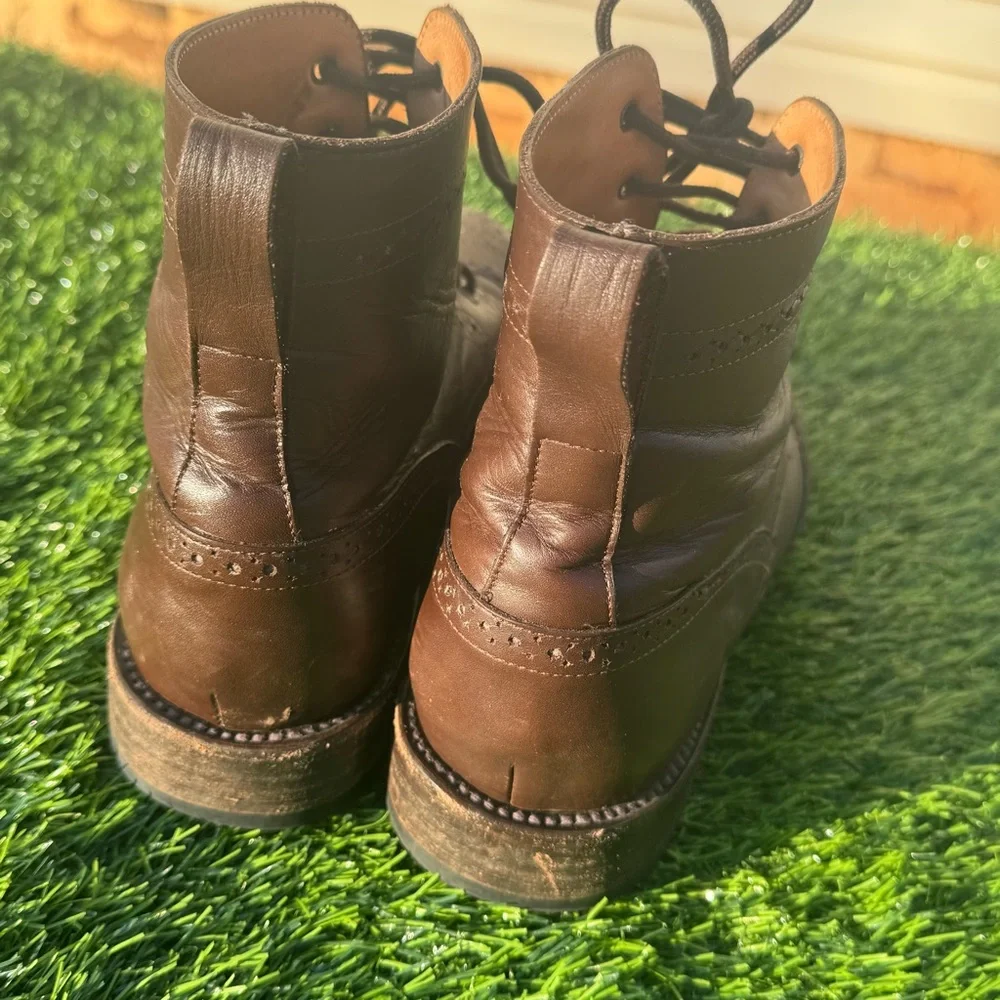 John Doe Shoes Men’s Size 11 Brown Leather Wingtip Brogue Lace-Up Boots